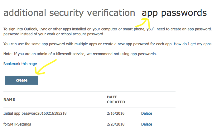 app passwords office 365